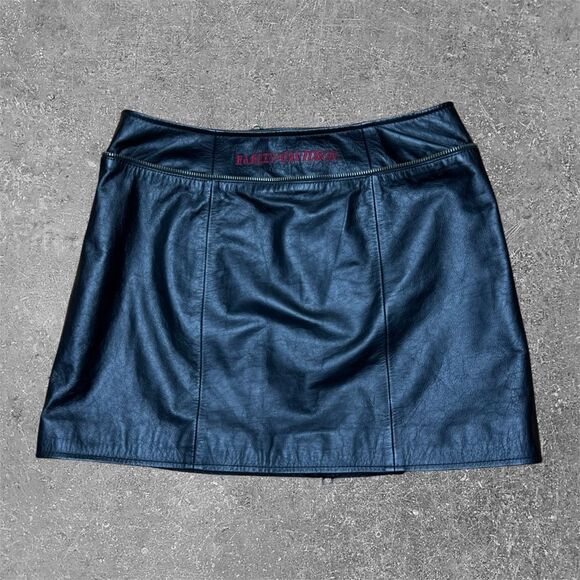 Y2K Harley Davidson Zipper Leather Skirt 6 - Picture 3 of 5
